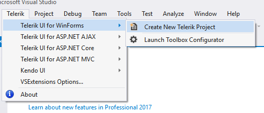 Run Create Project Wizard