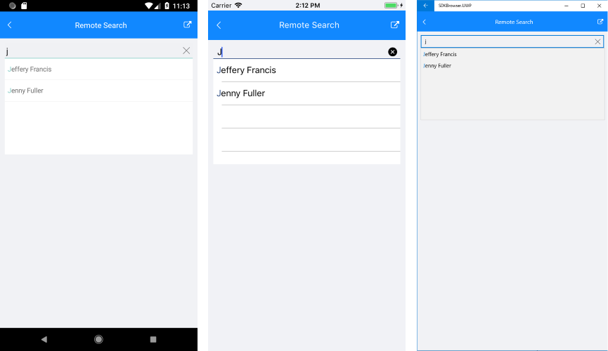 AutoCompleteView Remote Search Results